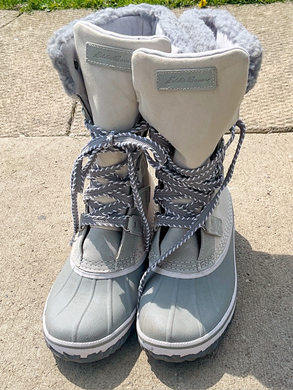 Eddie Bauer HUNT PAC DLX Light Gray Women's Insulated Winter Boots. Size 8.5